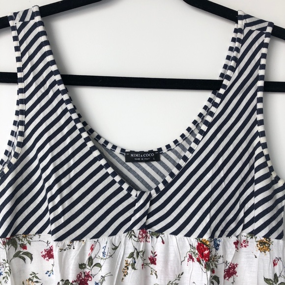Cute spring floral striped tank Mimi & Coco size L - Picture 3 of 5
